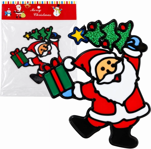 Vánoční gelová okenní nálepka Santa Claus 20 × 25 cm