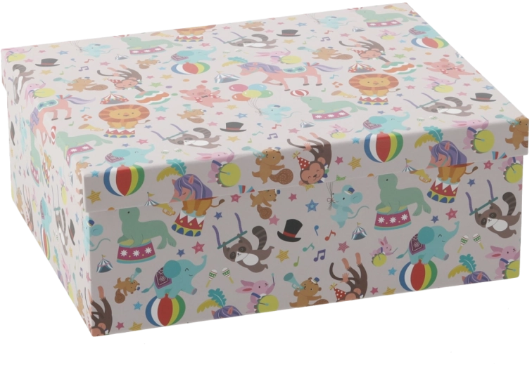 Dárková krabice s motivem barevných zvířat 33,4 × 26,6 × 12,9 cm - 1 kus