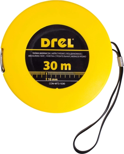 Ocelové měřicí pásmo 30 m × 10 mm Drel