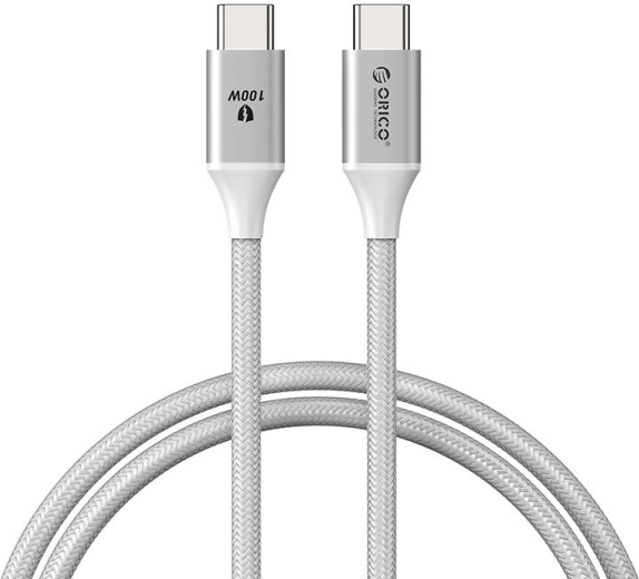 Orico USB‑C na USB‑C nabíjecí kabel 100 W, bílý