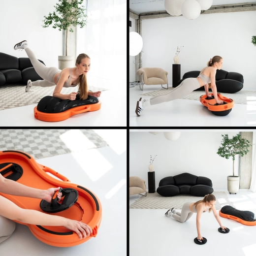 Integrované podpěry na kliky a pumpička v balení