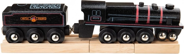 Dřevěná replika parní lokomotivy Bigjigs Rail Black 5