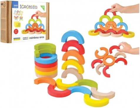 Dřevěná balanční mozaika duhové oblouky 24 dílků