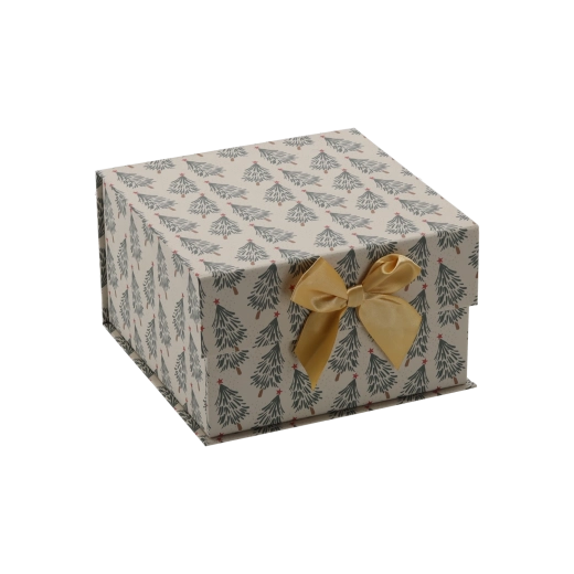 Vánoční dárková krabička se zlatou mašlí 17 × 17 × 9 cm - 1 kus
