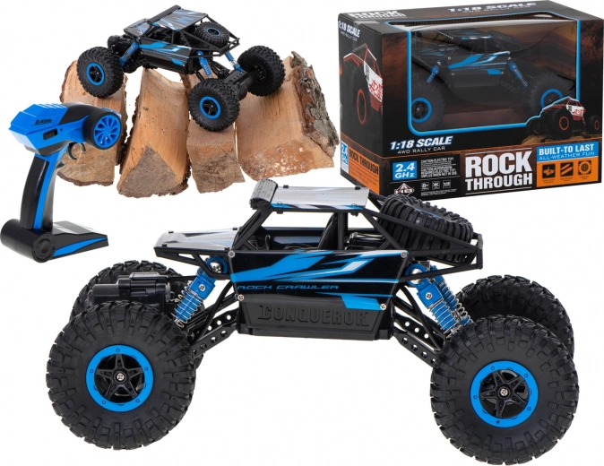 RC auto Rock Crawler 1:18 4WD 2,4 GHz – Modrá