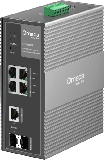 Průmyslový switch IES206GPP Omada, 6× gigabit, 3× PoE+, 1× PoE, správa v cloudu