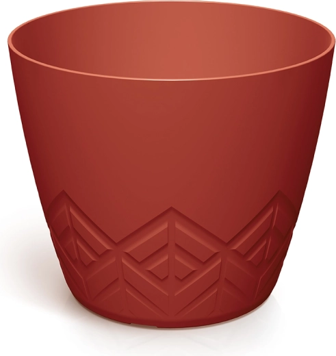 Plastový květináč v retro červené barvě 17,8 cm