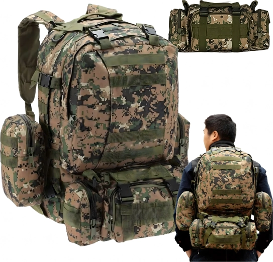 Taktický batoh 4v1 50 l zelené moro