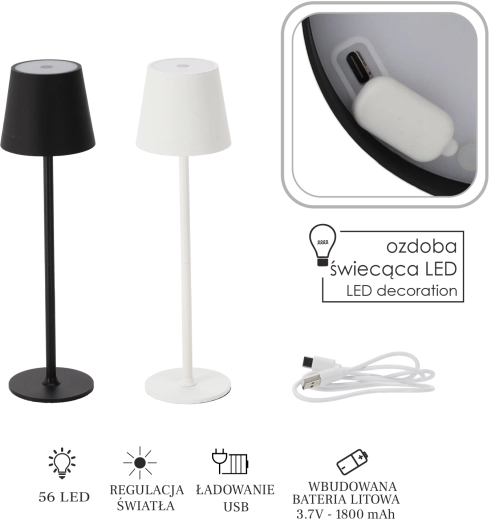 Dotyková stolní LED lampa bílá / černá