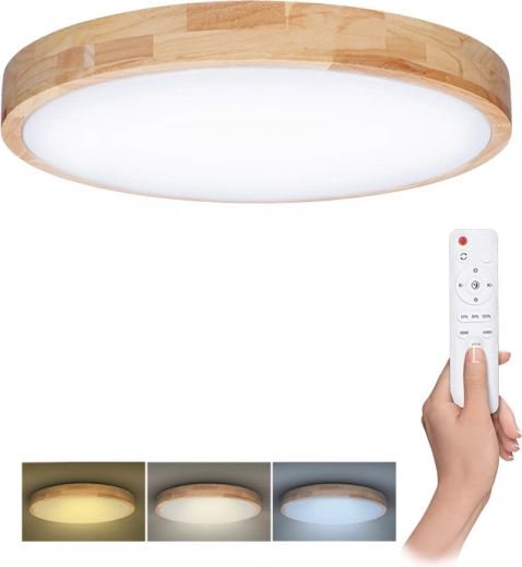 Solight LED stropní a nástěnné svítidlo s dálkovým ovladačem Solid Oak 60 W, 51 cm, stmívatelné, CCT 3000–6500 K