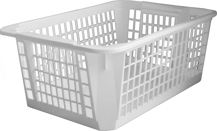 Stohovatelný plastový košík 36 x 26 x 14 cm – Bílá