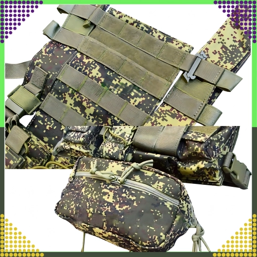 Taktická vesta MOLLE lehká, modulární a regulovatelná pro airsoft a outdoor