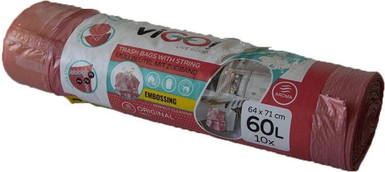 Zatahovací odpadkové pytle s vůní malin 60 l, 64 × 71 cm (10 ks) 4 Seasons