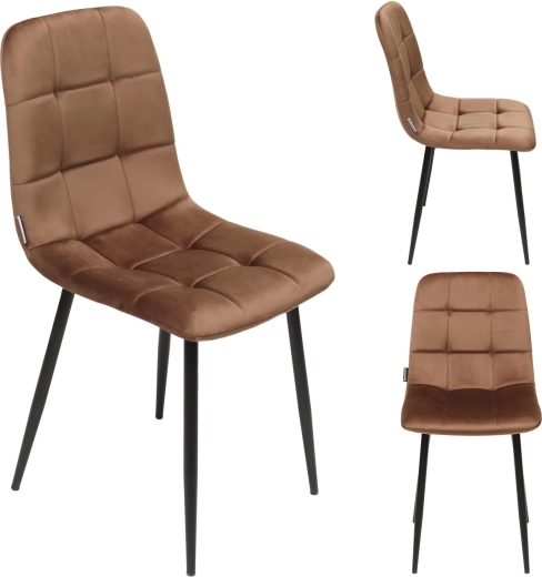 Čalouněná jídelní židle z veluru v loft stylu, hnědá