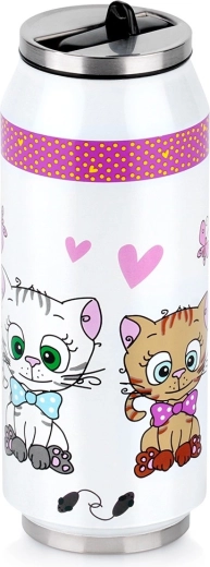 Termohrnek ve tvaru plechovky s kočičkami 400 ml