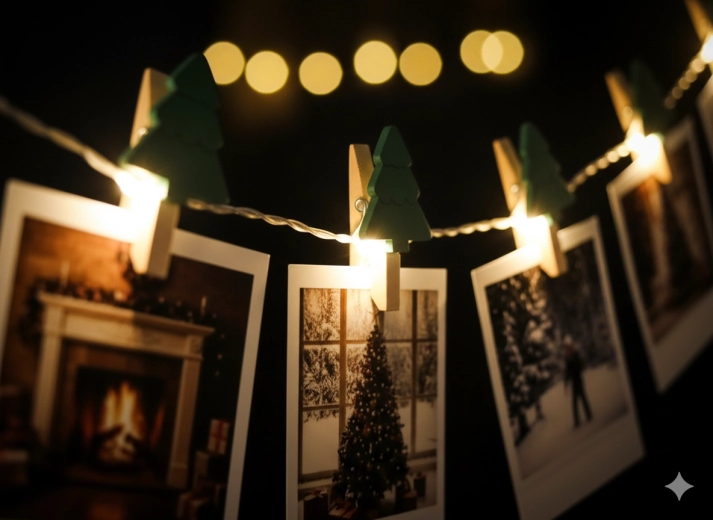 Světelná fotogalerie s teplými LED