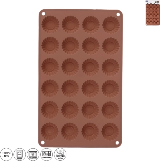 Silikonová forma na mini košíčky 24 ks hnědá