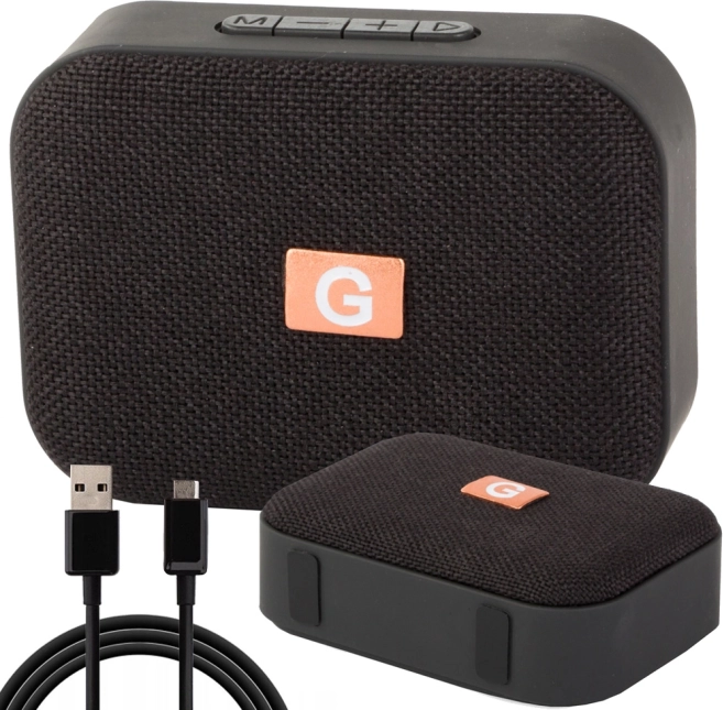 Bluetooth mini reproduktor s FM rádiem, USB a microSD – Černá