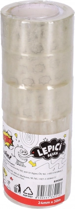 Průhledná lepící páska 24 mm x 30 m - 6 ks