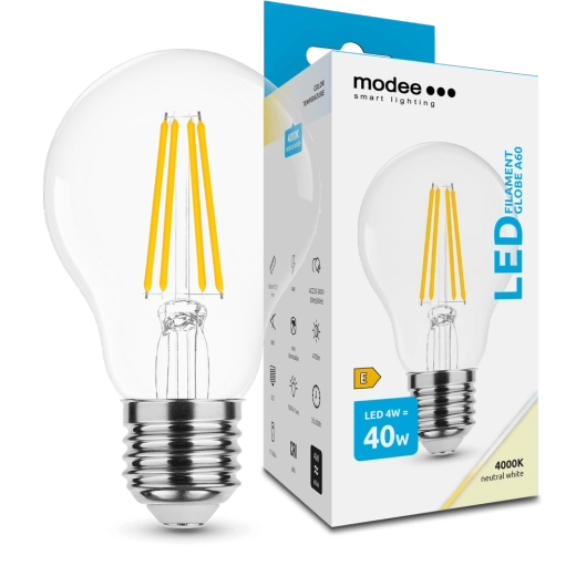 Modee Smart Lighting LED filamentová žárovka Globe E27 4 W neutrální bílá