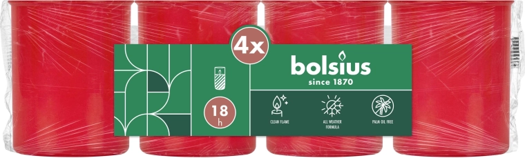 Sada hřbitovních svíček bez víčka červená 4×18 h