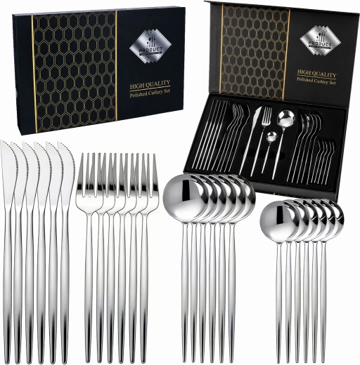 Sada příborů 24 dílů pro 6 osob v dárkové krabičce, leštěný povrch
