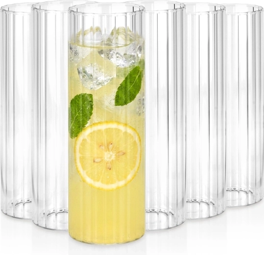Sklenice Vilde 560 ml, 6 ks, vysoké rýhované