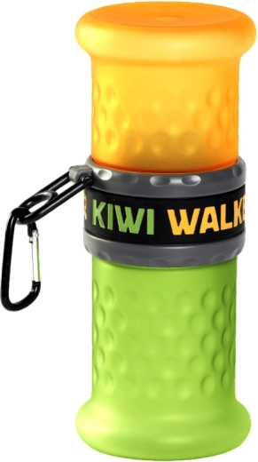 Cestovní láhev 2v1 pro psy KiwiWalker – Žluto-zelená