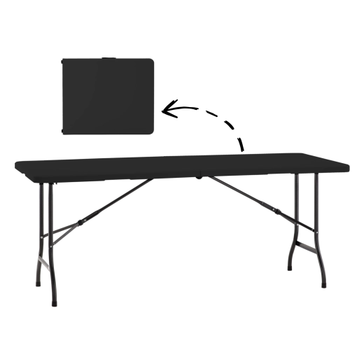 Skládací turistický a cateringový stůl 180 × 70 × 74 cm černý