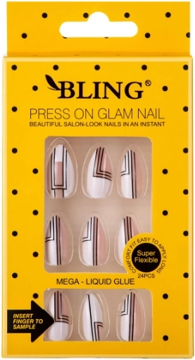 Umělé nehty BLING s geometrickým vzorem