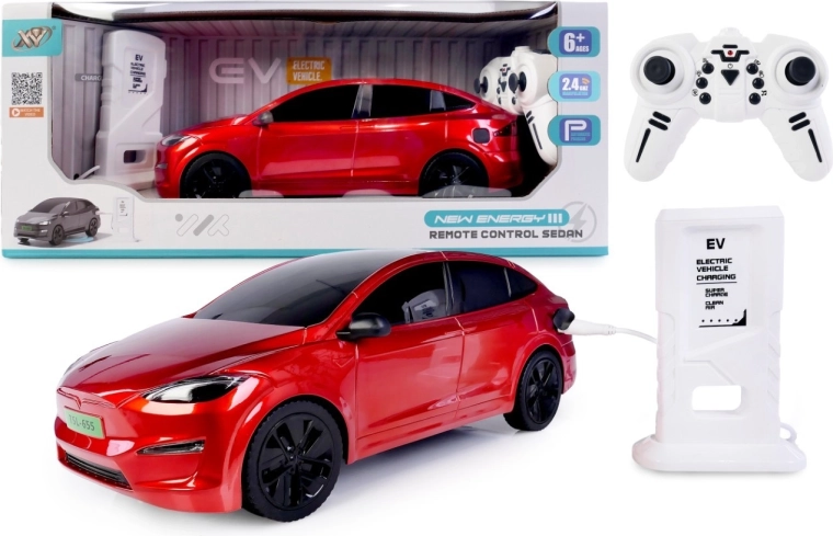 RC auto se stanicí nabíjení – červené