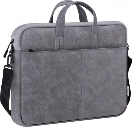 Šedá taška na notebook 15,6″ z eko kůže