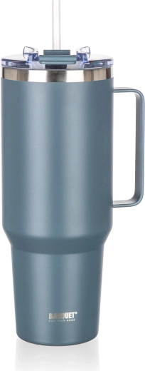 Termohrnek s uchem 1200 ml TWAIN z nerezové oceli, tmavě šedý