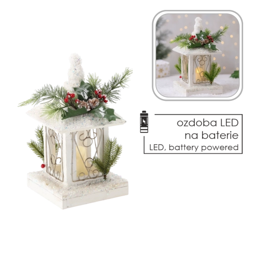 Vánoční LED lucerna se svíčkou bílá 17 × 17 × 32 cm