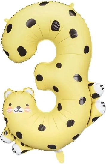 Fóliový narozeninový balónek číslo 3 gepard