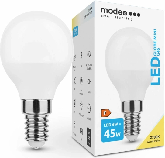 LED žárovka Modee Lighting Globe Mini G45 6W E14 teplá bílá