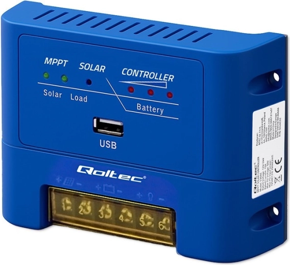 Solární MPPT regulátor nabíjení Qoltec 15 A pro 12/24 V, LiFePO4
