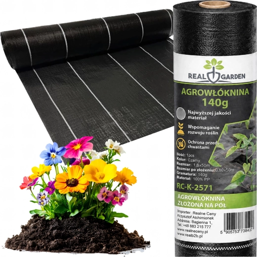 Černá UV agrotextilie proti plevelu 140 g/m² 1,6 × 50 m