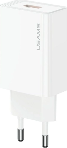 Usams t69 síťová nabíječka 18 w usb-a bílá