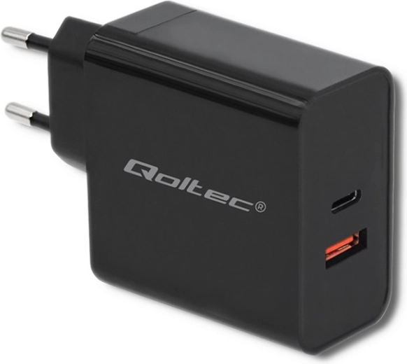 Nabíječka Qoltec 63W s USB-C PD a USB QC 3.0 černá