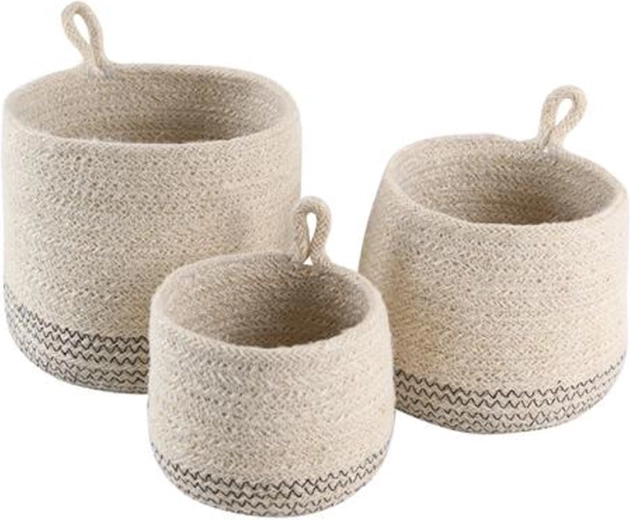 Závěsný košík z mořské trávy TORO, sada 3 ks