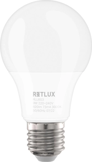 LED žárovka RETLUX RLL 603 A60 E27 9 W teplá bílá
