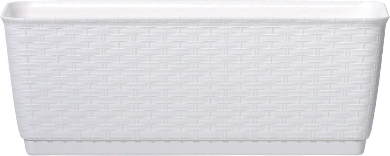 Truhlík s miskou z ratanu vzhledu 40 cm bílý