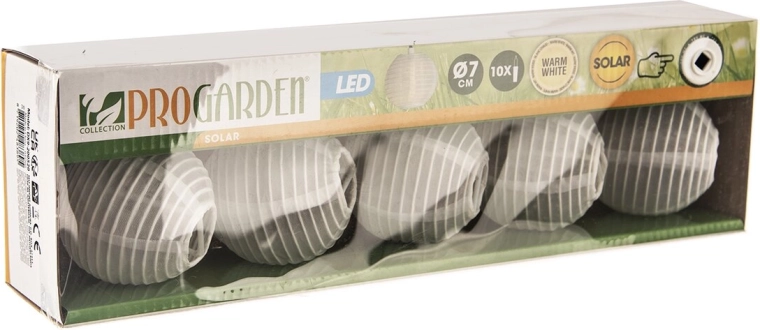 Solární LED lampionový řetěz bílý 10 ks 4 m