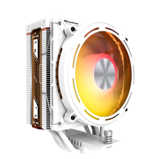 Aktivní chladič procesoru DarkFlash E400 bílý s LED displejem a ARGB
