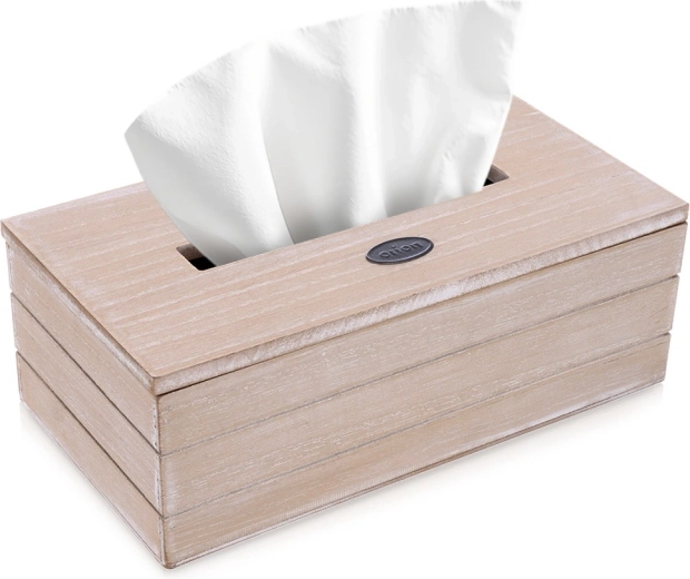 Béžový box na papírové kapesníky 25 × 13,5 × 9 cm