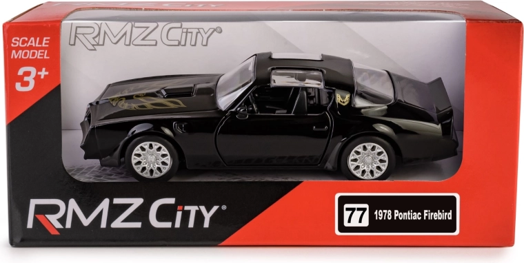 Kovový model auta pontiac firebird 1978 1:40 rmz city – černý