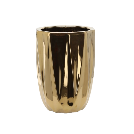 Keramický obal na květináč 24 × 24 × 32 cm – zlatý