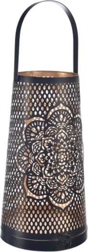 Kovový svícen Mandala černý/zlatý 30 cm