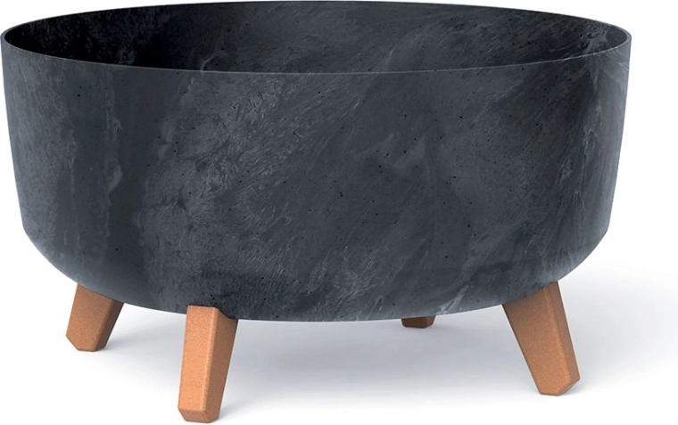 Květináč s betonovým efektem na nožkách, antracit, průměr 38 cm